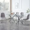Large modern minimalist rectangular glass dining table, suitable for 6-8 people, equipped with 0.39 "tempered glass tabletop and metal legs, suitable