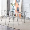 Modern minimalist glass dining table. A transparent tempered glass desktop with a thickness of 0.3 feet and metal legs. Suitable for restaurants and l