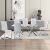 Large modern minimalist rectangular glass dining table, suitable for 6-8 people, equipped with 0.39 "tempered glass tabletop and metal legs, suitable