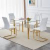 Modern minimalist glass dining table. A transparent tempered glass desktop with a thickness of 0.3 feet and metal legs. Suitable for restaurants and l