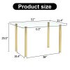 Modern minimalist glass dining table. A transparent tempered glass desktop with a thickness of 0.3 feet and metal legs. Suitable for restaurants and l
