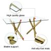 Large modern minimalist rectangular glass dining table, suitable for 6-8 people, equipped with 0.39 "tempered glass tabletop and metal legs, suitable