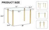 Modern minimalist glass dining table. A transparent tempered glass desktop with a thickness of 0.3 feet and metal legs. Suitable for restaurants and l