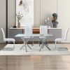 Large modern minimalist rectangular glass dining table, suitable for 6-8 people, equipped with 0.39 "tempered glass tabletop and metal legs, suitable