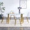 Modern minimalist glass dining table. A transparent tempered glass desktop with a thickness of 0.3 feet and metal legs. Suitable for restaurants and l
