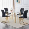 Modern minimalist glass dining table. A transparent tempered glass desktop with a thickness of 0.3 feet and metal legs. Suitable for restaurants and l