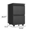 2 Drawer File Cabinet with Lock, Metal Under Desk Rolling Filing Cabinet fits Letter/Legal/A4 Size for Home Office, Mobile Filing Cabinet, Assemble Re