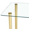 Modern minimalist glass dining table. A transparent tempered glass desktop with a thickness of 0.3 feet and metal legs. Suitable for restaurants and l