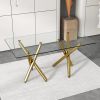 Large modern minimalist rectangular glass dining table, suitable for 6-8 people, equipped with 0.39 "tempered glass tabletop and metal legs, suitable