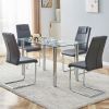 Modern minimalist glass dining table. A transparent tempered glass desktop with a thickness of 0.3 feet and metal legs. Suitable for restaurants and l
